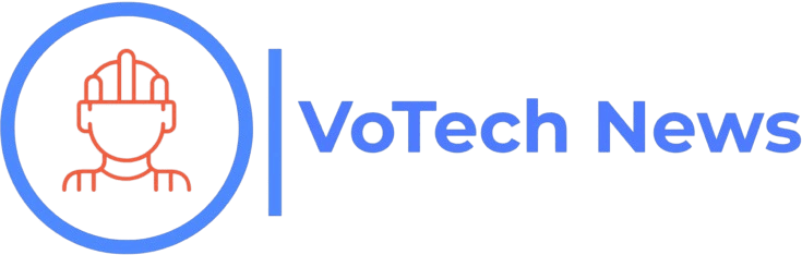 VoTech News logo with worker icon.